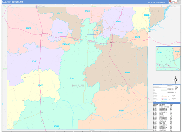 San Juan County, NM Zip Code Map